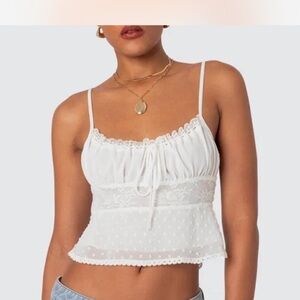 Edikted White Lace Detail Cami Top